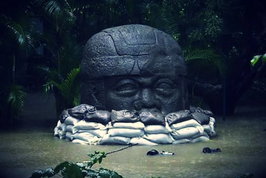 El sitio arqueológico de La Venta también ha padecido las inundaciones en Tabasco