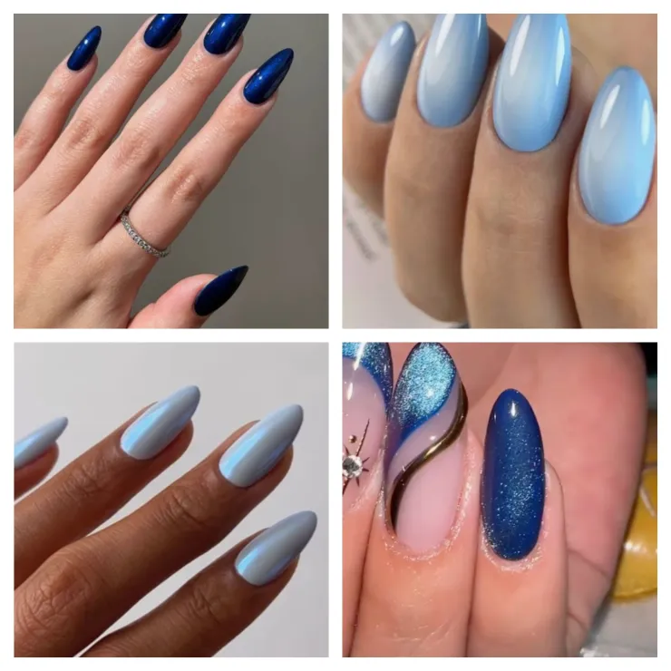 Modelos de uñas acrílicas azules