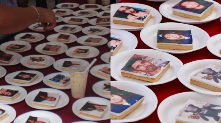 Galletas con fotos de personas desaparecidas en Salamanca, Guanajuato.