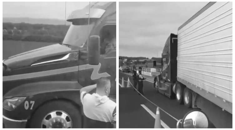 Asesinan a balazos a chofer de tráiler durante intento de robo en autopista México–Tuxpan. En la imagen se observa cómo el operativo de la Guardia Nacional Carreteras tras el asesinato del chofer de transporte.
