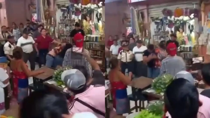 VIDEO: Se desata FUERTE PELEA al interior del Mercado Lucas de Gálvez; Así intervino la policía