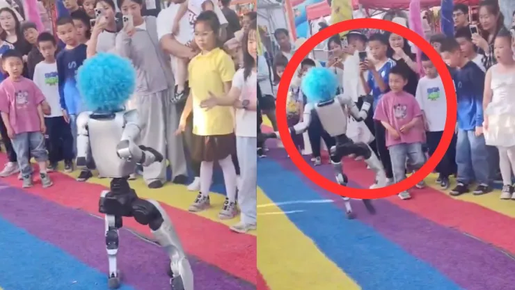 Video viral muestra incidente con robot humanoide frente a decenas de familias en China