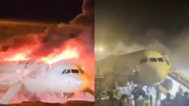 VIDEO | ¡IMPACTANTE! Avión se prende en llamas antes de despegar en Corea del Sur