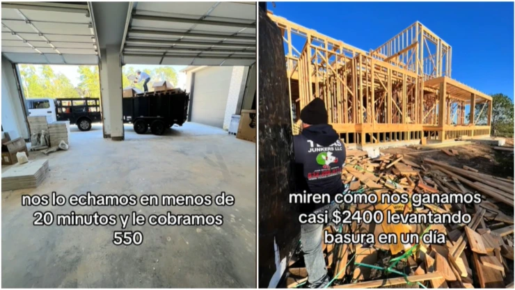 Dos hermanos latinos muestran su emprendimiento de recolección y eliminación de basura en Texas.