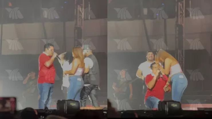 Concierto de Grupo Frontera en Mérida_ Pareja se compromete en el escenario