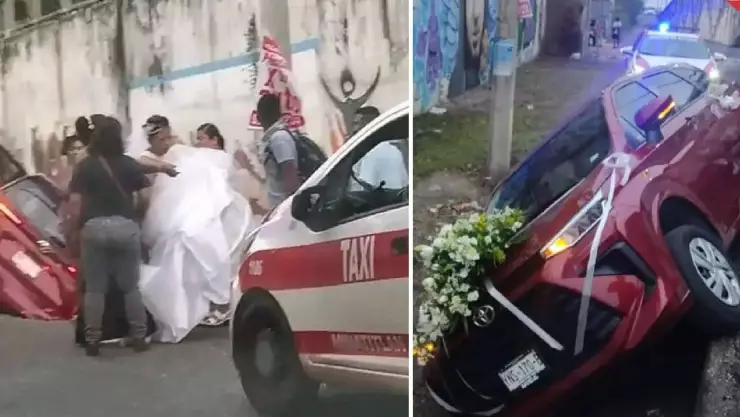 Novia sufre accidente de auto camino a su boda en Veracruz, ¿logró llegar?