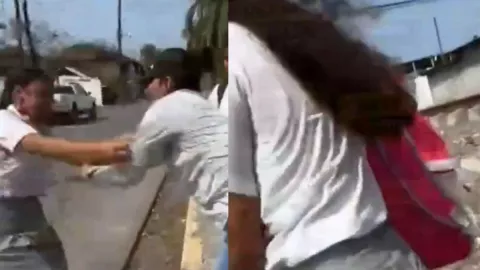 Pelea entre madre de familia y estudiante