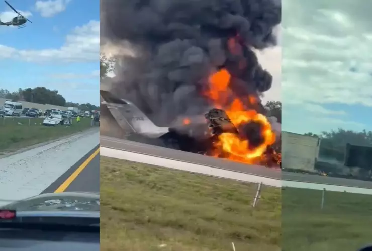 VIDEO: ¡Terrible! Jet privado se estrella sobre la autopista de Florida