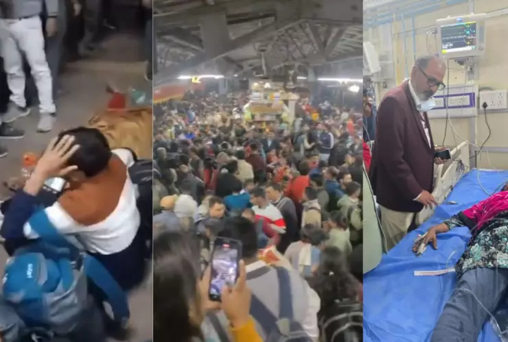 Estación de trenes en Nueva Delhi tras estampida humana.
