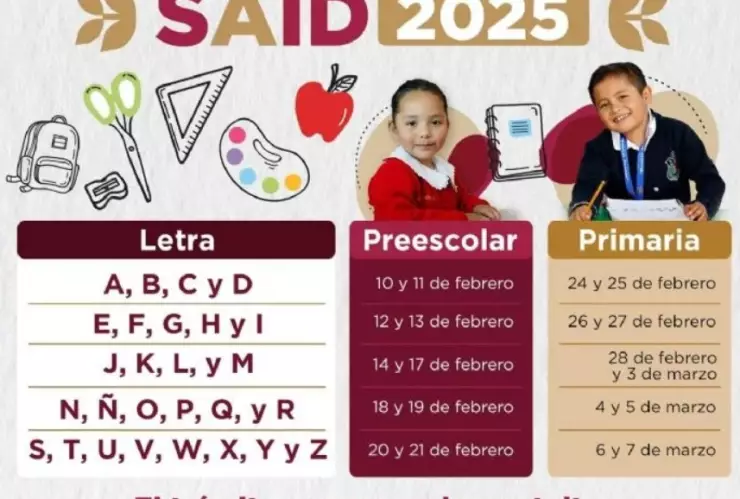 Registro SAID 2025: Calendario por apellidos para preinscripciones en primaria EDOMEX
