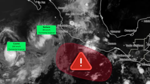 ¡Más amenaza en el Pacífico! Zona de baja presión se une a Bárbara y Cosme con potencial ciclónico