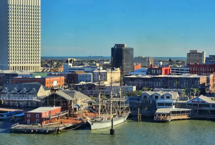 Fotografía del puerto de la isla de Galveston, en Texas.
