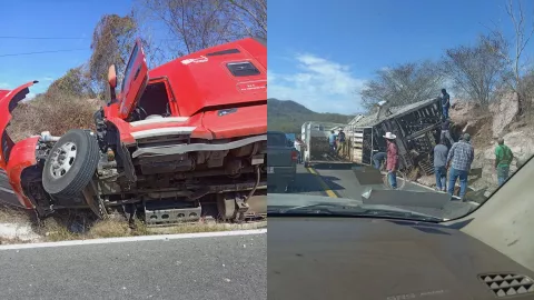 Volcadura de tráiler en Elota