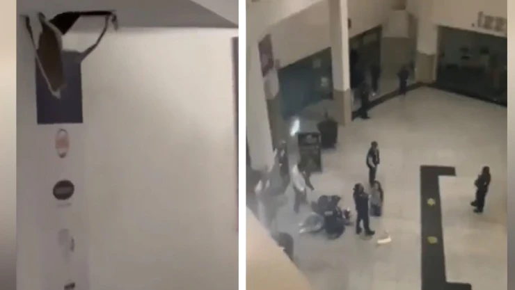 Mujer cae de un terce piso en plaza comercial de Pachuca