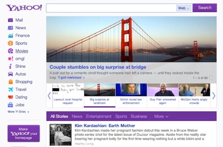 Yahoo rediseñó su página principal