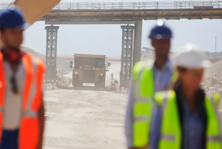 Empleados de la construcción en una obra