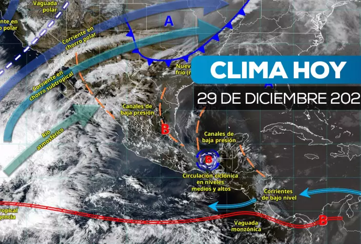 Frente frío 25 sacude con lluvias y nevadas este 29 de diciembre