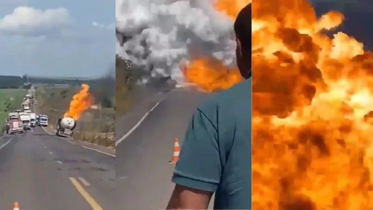 Explosión de gas en carretera de Brasil