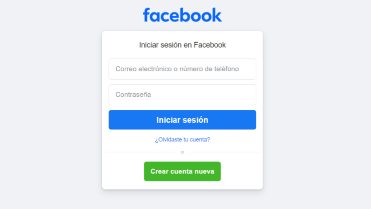 Facebook, inició de sesión