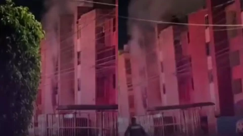 mujer se lanza segundo piso por incendio en Zapopan