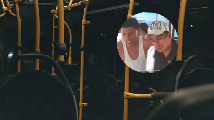 Imagen de asientos de autobús y de captura de video de asalto a pasajeros.