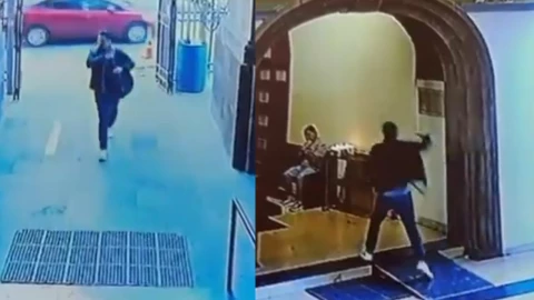 Imágenes de un sujeto lanzando una piedra contra la Virgen de la Soledad en San Luis Potosí