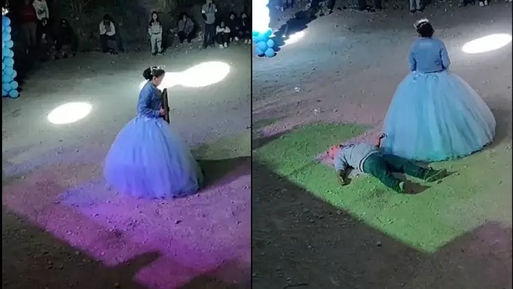 Borracho arruina fiesta de quinceañera.