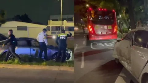 Volcadura de un auto en Circuito interior y choque entre Metrobús y auto particular en calles de la Venustiano Carranza.