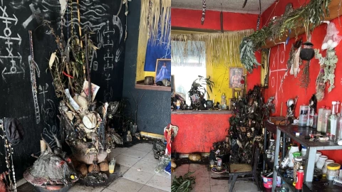 El altar de santería también tenía rastros de sangre.