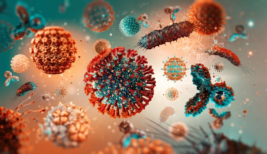 Virus, bacteria, fungi medical 3D. Coronavirus disease epidemic