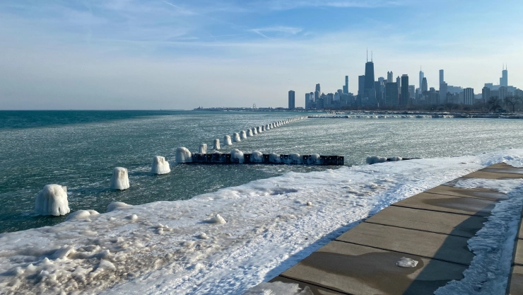 Paisaje invernal en Chicago, Illinois