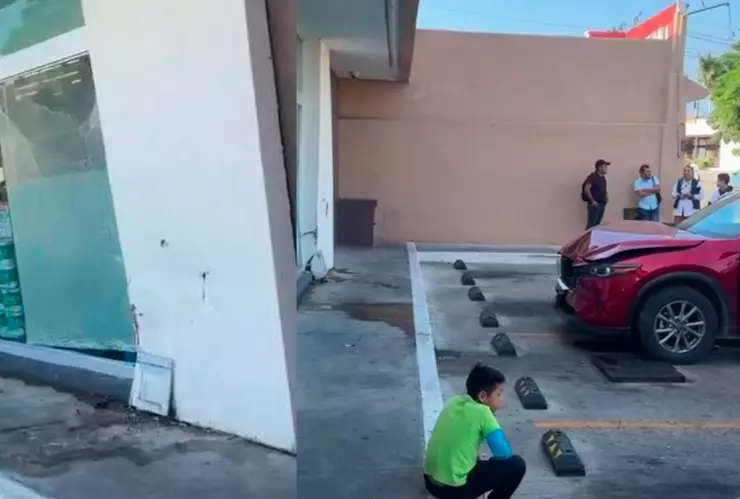 Sujeto en “presunto estado de ebriedad” se estrella contra farmacia en la colonia Moctezuma de Tuxtla Gutiérrez