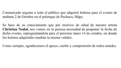 Comunicado Christian Nodal
