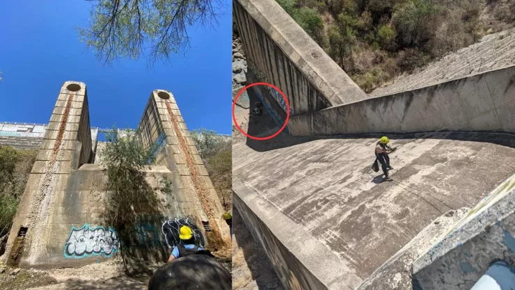 Hombre cae en presa y lo rescatan