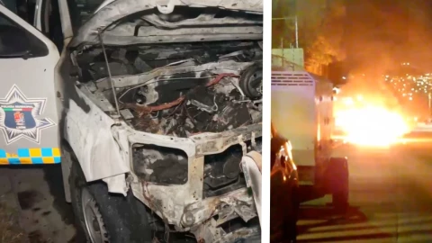 se incendia patrulla en La Soledad de la Joya