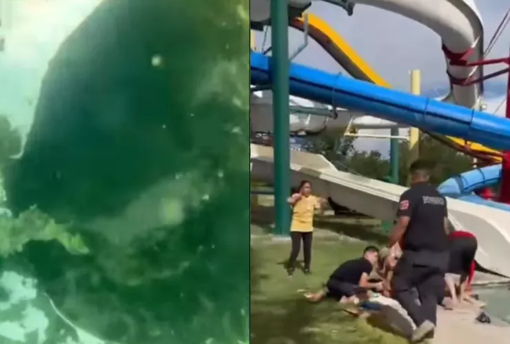 hombre succionado por un tubo de alberca