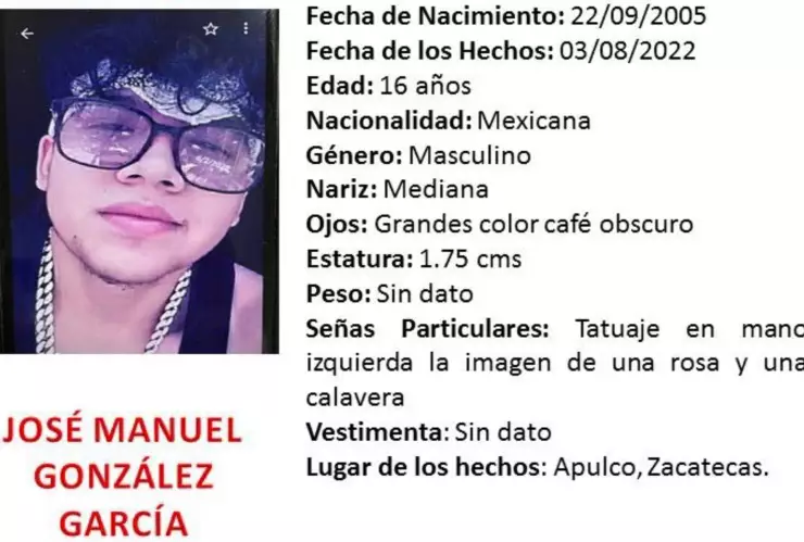 Alerta Amber José Manuel González Zacatecas