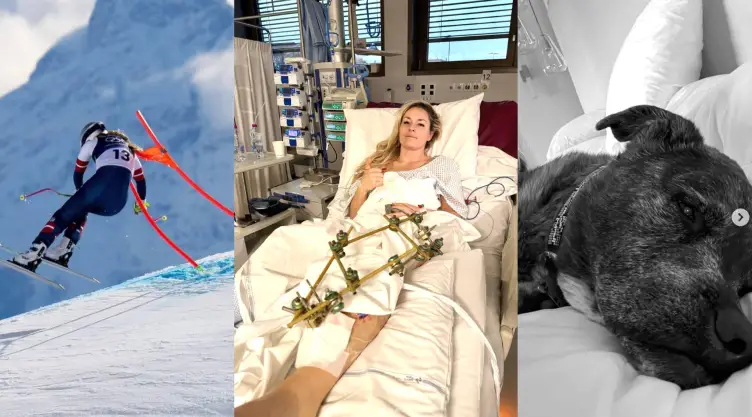 Lindsey Vonn Pierna rota y fallece su perrito