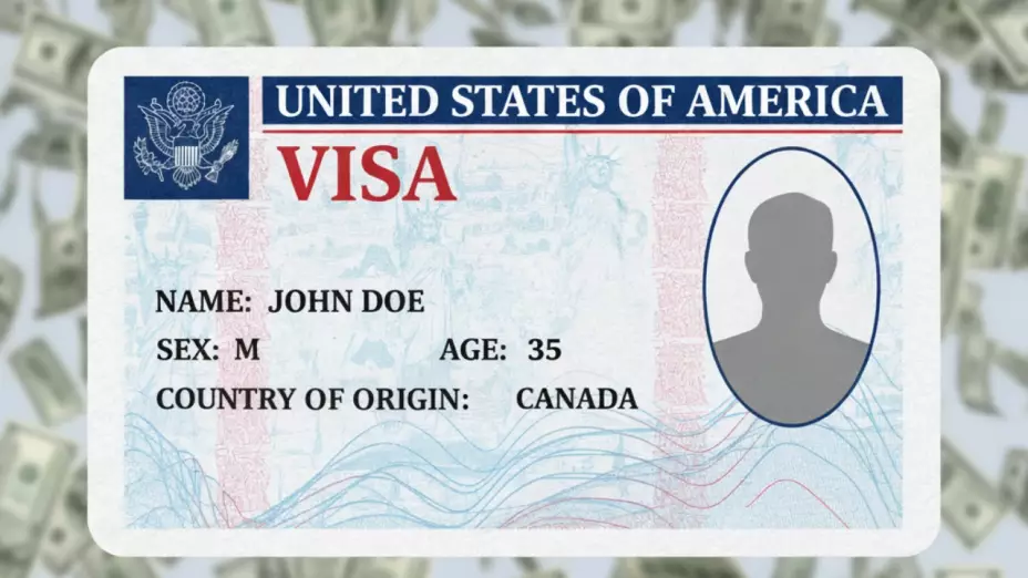 Imagen de una visa americana generada por Gemini AI.