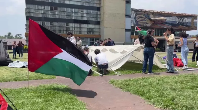 Estudiantes de la UNAM inician plantón en protesta contra guerra en Palestina