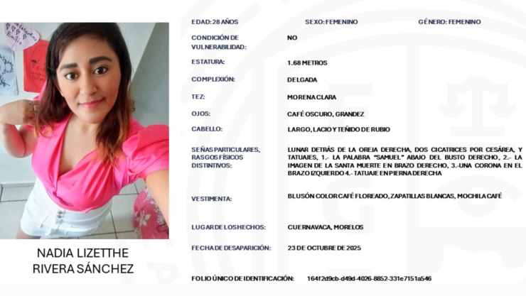 Nadia Lizeth Rivera Sánchez, desaparecida en Cuernavaca.