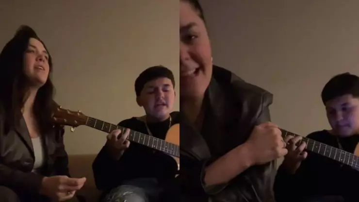 Yuridia y su hijo Phoenix