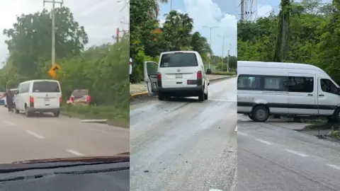 Accidente carretera Cancún- Playa del Carmen_ Descuido de conductor provoca carambola hoy 23 de junio de 2024.jpg