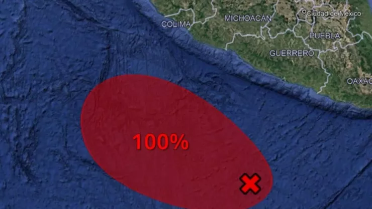 Mapa satelital de la tormenta tropical “Alvin” en las costas de Guerrero.