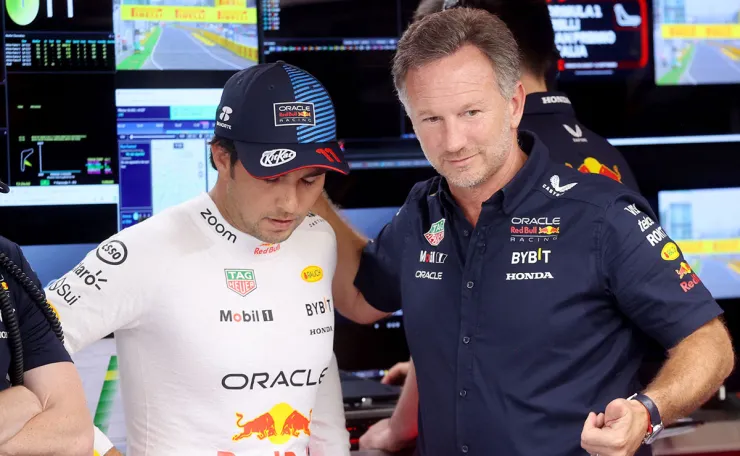 Checo Pérez y Christian Horner