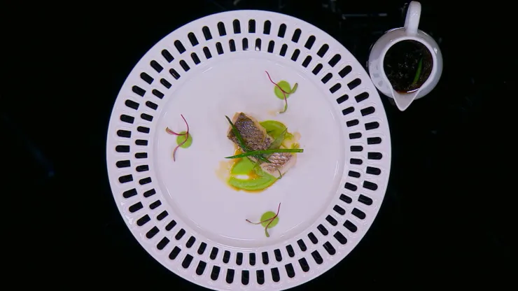 RÓBALO AL VAPOR Y PURÉ DE EDAMAME