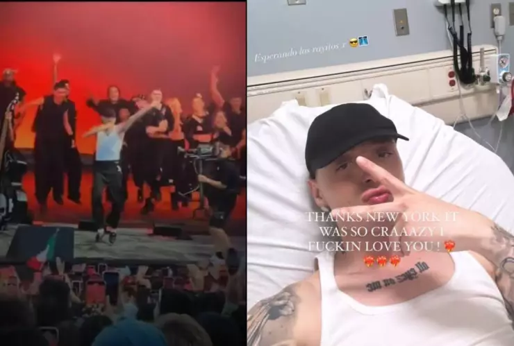 ¡Auch! El momento en VIDEO de Peso Pluma fracturándose el pie en concierto