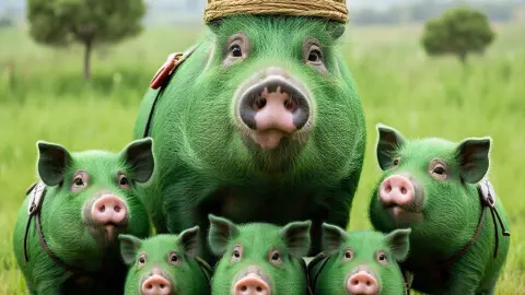 Cerdos verdes de Angry Birds hechos con IA