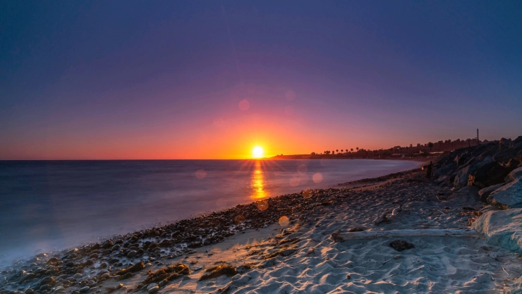 Postal de la playa San Onofre, en California.