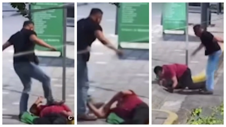 NL: Captan brutal agresión contra adulto mayor en Monterrey; agresor es detenido tras golpiza